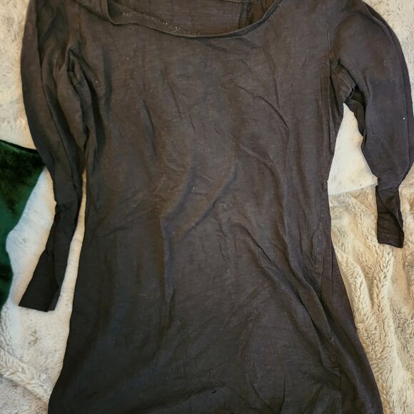 Black cotton H&M Long Sleeve Tee  Tunic Style - good condidtion - Picture 2 of 4